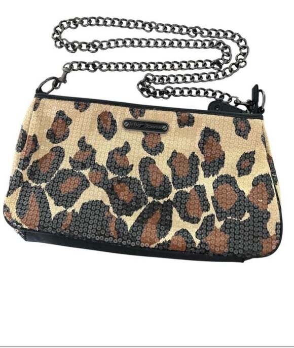 Betsey Johnson Handbags - Betsey Johnson Leopard Sequin Chain Strap Shoulder Bag